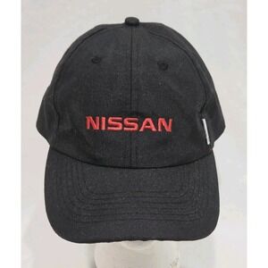 Nissan Baseball Cap Hat Mens OSFM Black Excellent Recycled Logo Embroidered